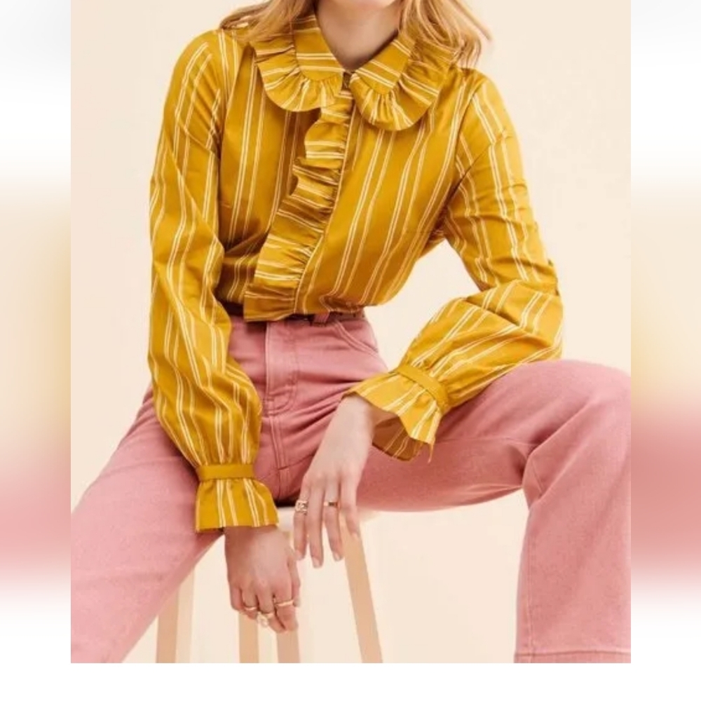 Just Female X Free People Giva Blouse Organic Cotton Blend size Medium NWT